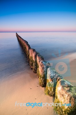 Breakwater Sunset Stock Photo