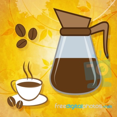 Brewed Coffee Shows Roasted Caffeine And Freshness Stock Image