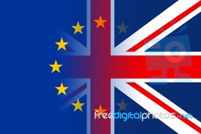 Brexit Flags Indicates Britain Referendum Democracy And Remain Stock Image