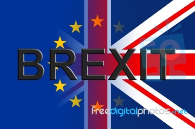 Brexit Flags Indicates Britain Remain Leave And European Stock Image