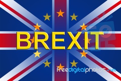 Brexit Flags Represents Britain National Decision And English Stock Image