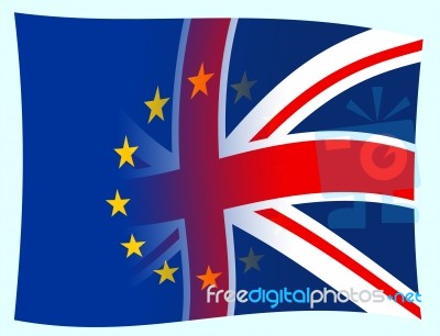 Brexit Flags Shows Britain Patriotism Democracy And Nation Stock Image