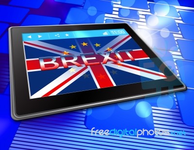 Brexit Tablet Means Tablets Britain Flag And United Stock Image