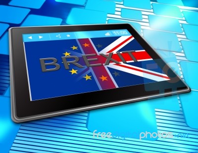 Brexit Tablet Shows Britain Web Www And Eu Stock Image