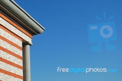 Brick Building With Sky Bakground Stock Photo