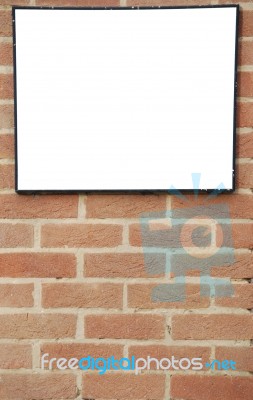 Brick Wall Billboard Stock Photo