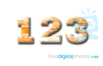 Brick Wall Numeric With Shadow On White Background Stock Photo