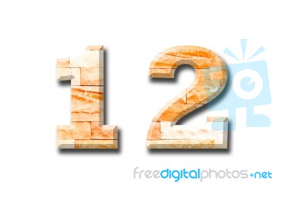 Brick Wall Numeric With Shadow On White Background Stock Photo