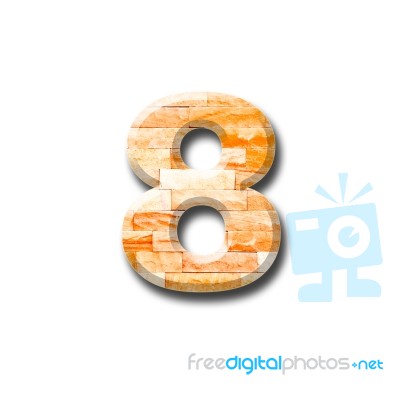 Brick Wall Numeric With Shadow On White Background Stock Photo