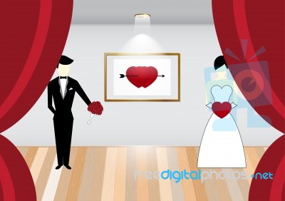 Bride And Groom On Stage Illustration Stock Image