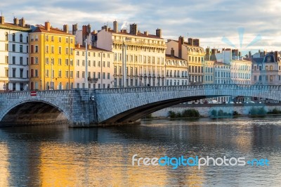 Bridge In French City Of Lyon Stock Photo