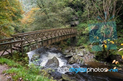 Bridge Over The East Lyn River Near Lynmouth In Devon Stock Photo