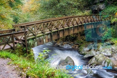 Bridge Over The East Lyn River Near Lynmouth In Devon Stock Photo