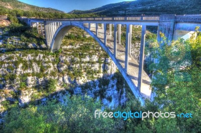 Bridge Over The Valley In Verdon France Stock Photo