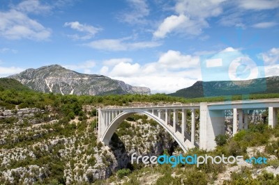 Bridge Over The Verdon Gorge, Canyon In France, Provence Stock Photo