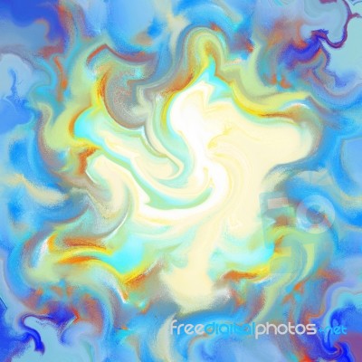 Bright Abstract Wave Painting On Blue Background Stock Image