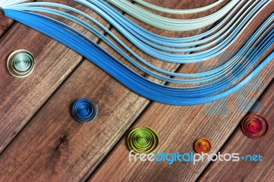 Bright Colored Background Items For Quilling (paper, Ruler) Stock Photo