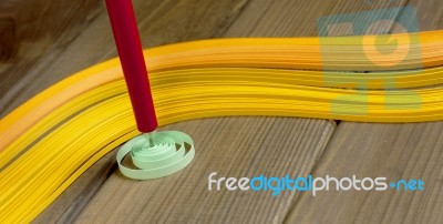 Bright Colored Background Items For Quilling (paper, Ruler) Stock Photo