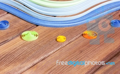 Bright Colored Background Items For Quilling (paper, Ruler) Stock Photo