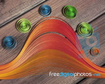 Bright Colored Background Items For Quilling (paper, Ruler) Stock Photo