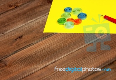 Bright Colored Background Items For Quilling (paper, Ruler) Stock Photo