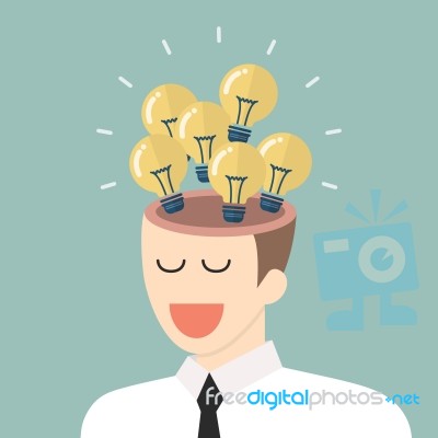 Bright Idea From Businessman Head Stock Image