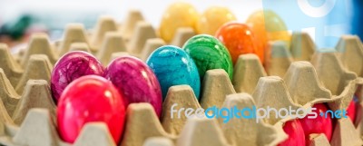 Brightly Coloured Eggs In Friedrichsdorf Stock Photo