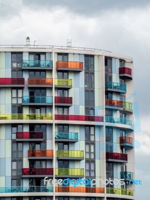 Brightly Coloured New Apartment Block In Stratford London Stock Photo