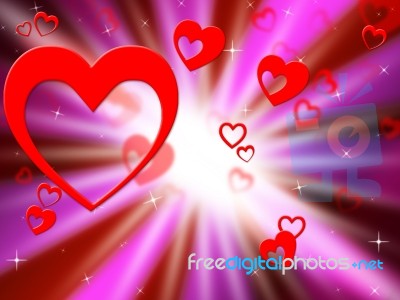 Brightness Hearts Background Shows Lover Partner Or Special Stock Image