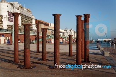 Brighton, East Sussex/uk - January 26 : Columns From The Derelic… Stock Photo