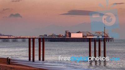 Brighton, East Sussex/uk - January 26 : View Of Brighton Pier In… Stock Photo