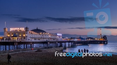 Brighton, East Sussex/uk - January 26 : View Of Brighton Pier In… Stock Photo