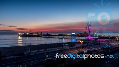 Brighton, East Sussex/uk - January 26 : View Of Brighton Pier In… Stock Photo