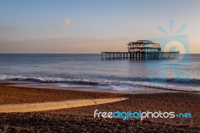 Brighton, East Sussex/uk - January 26 : View Of The Derelict Wes… Stock Photo