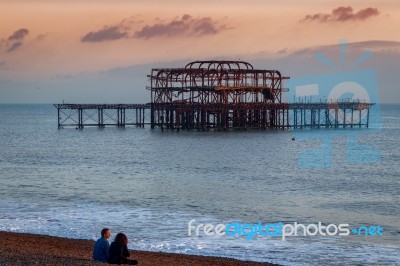 Brighton, East Sussex/uk - January 26 : View Of The Derelict Wes… Stock Photo