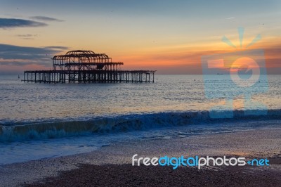 Brighton, East Sussex/uk - January 26 : View Of The Derelict Wes… Stock Photo