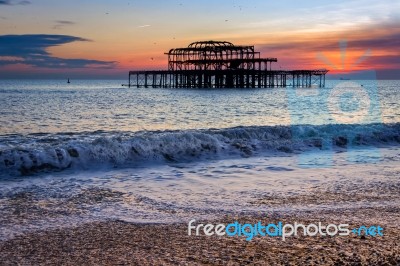 Brighton, East Sussex/uk - January 26 : View Of The Derelict Wes… Stock Photo