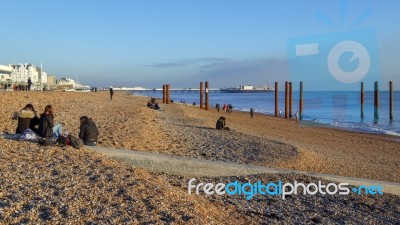 Brighton, East Sussex/uk - January 26 : View Of The Seafront In Stock Photo