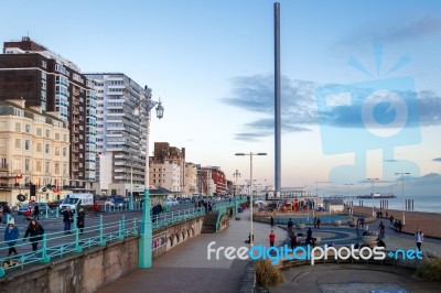 Brighton, East Sussex/uk - January 26 : View Of The Seafront In Stock Photo