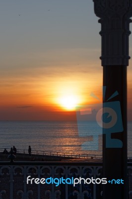 Brighton, East Sussex/uk - January 26 : View Of The Sunset From Stock Photo