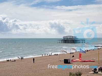 Brighton, East Sussex/uk - May 24 : View Of The Derelict Pier In… Stock Photo