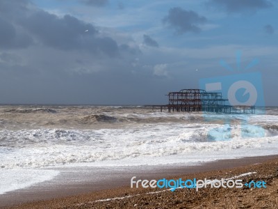 Brighton, Sussex/uk - February 15 : Brighton After The Storm In Stock Photo