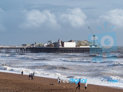 Brighton, Sussex/uk - February 15 : Brighton After The Storm In Stock Photo