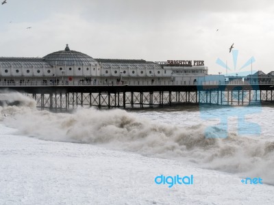 Brighton, Sussex/uk - February 15 : Brighton After The Storm In Stock Photo