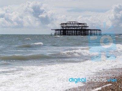 Brighton, Sussex/uk - May 24 : View Of The Derelict Pier In Brig… Stock Photo