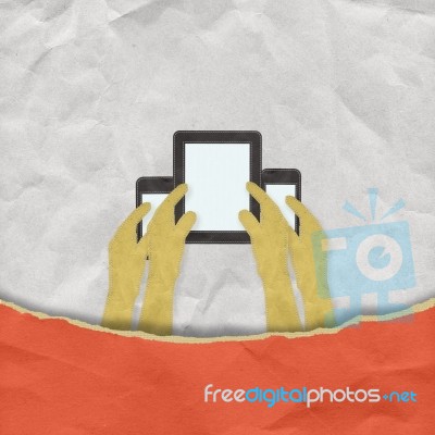 Bring Your Own Device Concept With Stitch Style On Paper Backgro… Stock Image