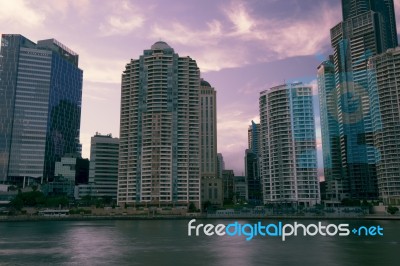 Brisbane, Australia - Saturday 16th December, 2017: View Of Brisbane City Skyscrapers And The Brisbane River On Saturday The 16th Of December 2017 Stock Photo