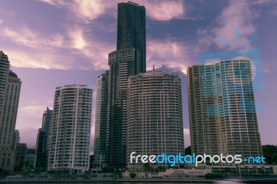 Brisbane, Australia - Saturday 16th December, 2017: View Of Brisbane City Skyscrapers And The Brisbane River On Saturday The 16th Of December 2017 Stock Photo