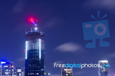 Brisbane, Australia - Saturday 25th November, 2017: View Of Brisbane City Skyscrapers At Night With Clouds On Saturday 25th November 2017 Stock Photo