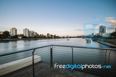 Brisbane, Australia - Sunday 22nd July, 2018: View Of The Brisbane River And New Farm Area At Night On Sunday 22nd July, 2018 Stock Photo